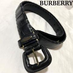 Burberry バーバリー ベルト ブラック ロゴプレート クロコ型