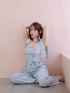 パンツ andmary AM0906 Ribbon denim allinone ANDMARY】Ribbon denim allinone