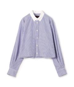 ノップドゥノッド★未使用★タイプライタークロップドシャツ★シエル★オフホワイト ノップドゥノッド☆未使用☆タイプライタークロップドシャツ
