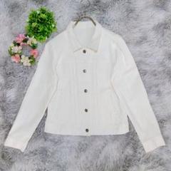 【ニッセン】 ジャケット カラーデニム風 ホワイト （M） 可愛い フェミニン