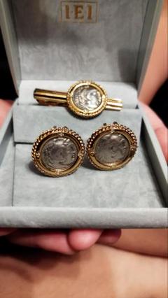 【限定1セット】アレキサンダー大王 古代ドラグマ銀貨カフリンクスタイバーセット 限定1セット】アレキサンダー大王 古代ドラグマ銀貨カフリンクス