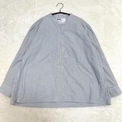 美品】MHL. バンドカラー プルオーバー ストライプ 長袖シャツ M