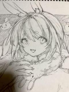 手描きイラスト　スケブ 兎田ぺこら