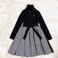 ケイトスペード　千鳥格子柄切替ニットりぼんワンピース　110cm～120cm m38499103028_1.jpg?1738330325