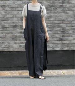 かぐれ アーバンリサーチ　リネン サロペット　ブラック かぐれ リネンサロペット （かぐれ リネンサロペット|URBAN