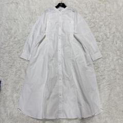 【ジーンヘブンズ】シャツワンピース パール ドロップショルダー マキシ丈