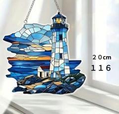 １１６　青いライトハウス　灯台　２０cmアクリルサンキャッチャー
