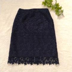 極美品】ルルウィルビー ストライプレースサイドラインスカート