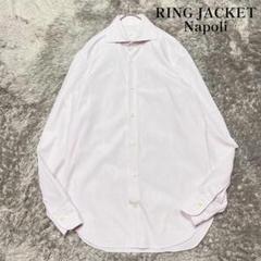 リングジャケット ナポリ ストライプ ホリゾンタルカラーシャツ M相当 美品
