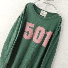 Levi`s 501 ビッグロゴ ロングTシャツ ロンT グリーン L
