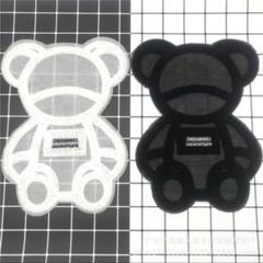クマ型メッシュワッペン（ブラック）