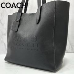 ◎人気◎COACH 大容量 シボ革 トートバッグ A4収納 ネイビー 美品】 COACH コーチ シボ革 2way トートバッグ ネイビー A4可
