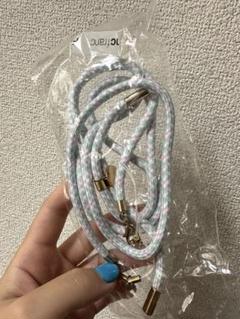 スマホショルダーストラップ 水色白パープルマーブル