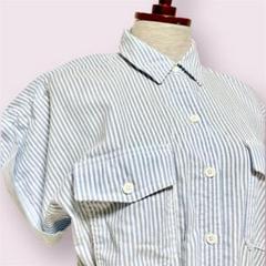 vintageヴィンテージワンピースストライプ前開きゴムレトロUSA海外古着