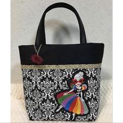 ロラライハリス♡刺繍のクッタリバッグ♡ブラックWデニム♡A4すっぽり ロラライハリス♡ライトブラウンベロア♡刺繍の丸型ふんわり絞り