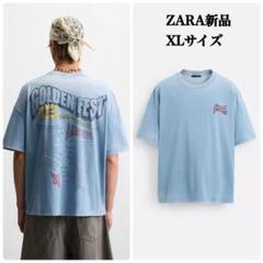 完売品 ZARA ウォッシュ加工プリントTシャツ XL新品タグ付き