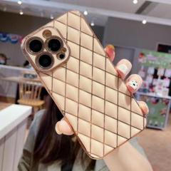﻿iPhone13pro ケース 耐衝撃　キルティング調 ピンク