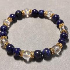 【匿名配送】　ラピスラズリ×水晶　天然石ブレスレットのサムネイル