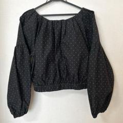 【新品/未使用品】MOUSSY 黒 ドット柄 バルーン袖 ブラウス フリー 長袖