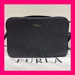 FURLA フルラ ショルダーバッグ 斜めがけ ダブルファスナー 黒 レザー