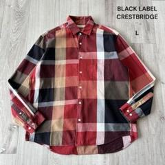ブラックレーベルクレストブリッジ 長袖チェックシャツ L 赤