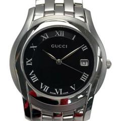 2025年ファッション福袋 美品】定価11万！GUCCI ステンレススチール ブラックダイヤル 時計