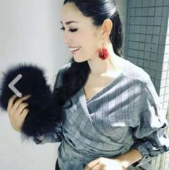 ZARA アンミカさん着用 グレンチェックカシュクールトップス