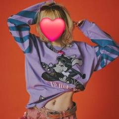GALFY ガルフィー 反戦ロンTEE ロゴTシャツ パープル
