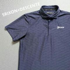 【美品】スリクソン×デサントゴルフ　総柄デザインポロシャツ半袖　LL