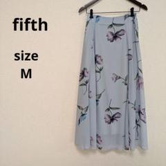 fifth フィフス 花柄 フレア ロングスカート 水色 M