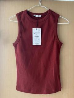 ZARA バーガンディ ノースリーブ Tシャツ Mのサムネイル