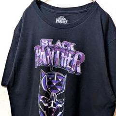 マーベル ブラックパンサー デカロゴ Tシャツ ブラック 黒 L 古着