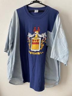 古着　5部袖　7部袖　デニム　tシャツ　カットソー　青　リメイク
