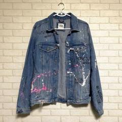 ZARA ペイントデニムジャケット BTS ユンギ着用 Lサイズ ZARA ペイントデニムジャケット BTS ユンギ着用 Lサイズ - メルカリ
