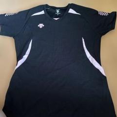 DESCENTE 機能性 Vネック Tシャツ L 黒/ピンク
