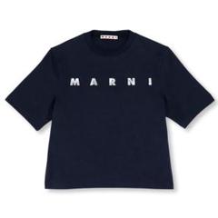 マルニ Tシャツ クロップド丈 ミニ丈 ネイビー ロゴプリント 14Yサイズ マルニ Tシャツ クロップド丈 ミニ丈 ネイビー ロゴプリント