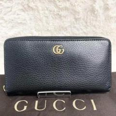 グッチ　長財布　ラウンドファスナー　シボ革　マーモント グッチ GUCCI 長財布 ラウンドファスナー レディース プチ