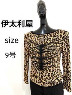 新品】伊太利屋イタリヤラモーダゴジカットソー豹柄総柄シースルー袖