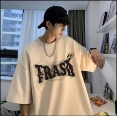 オーバーサイズ メンズ Ｔシャツ 半袖 バックプリント XL アイボリー