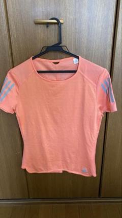 adidas オレンジ Tシャツ 3本ライン　レディース