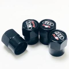 Audi アルミ製バルブキャップ 黒 4個