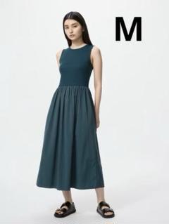 ユニクロ　コンビネーションワンピース　丈普通 ダークグリーン M