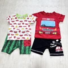 スイカ柄Tシャツ&ズボン 消防車Tシャツ&ズボンセット 80 90