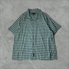ポロラルフローレン オープンカラーシャツ 開襟シャツ 刺繍ロゴ 半袖【XL】緑 激レア 90s SILK 100% サテン ポロ ラルフローレン オープン