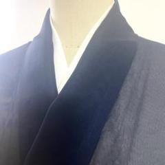 5k1118 着物　正絹　夏物　薄物　紗　織の小紋　紺　青　柄物　和装