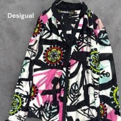 Desigual 花柄 長袖シャツ　デシグアル　2way シルク混　ブラウス　S