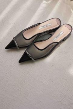 【中古美品】herlipto Organza Chain Mules 37 herlipto Organza Chain Mules（中古美品herlipto Organza Chain