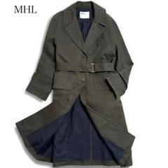 MHL トレンチコート シングル モールスキン ベルト フラップポケット カーキ m38812106844_1.jpg?1738832610