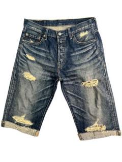 LEVI’Sダメージデニムショートパンツ ダークブルー