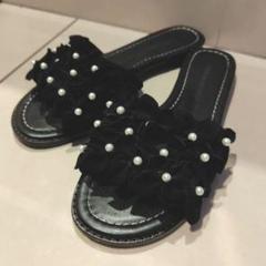 ツルバイマリコオイカワ　サンダル　Solare 黒　25㎝ TSURU by Mariko Oikawa】【Kimin】クリスタルサンダル/シューズ